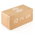 Best Gift Wooden Digital LED Alarm Clock Children's Alarm Clock Wooden wireless charger with Alarm Clock